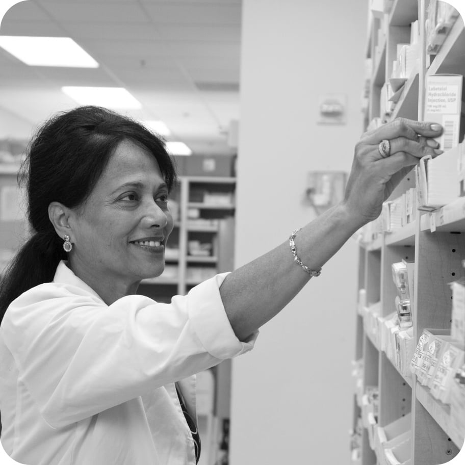 A woman filing documents